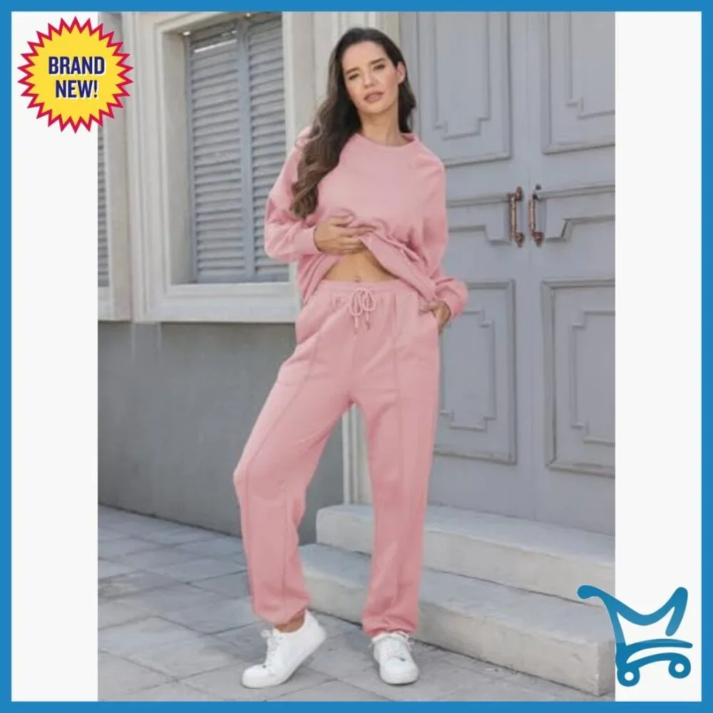 Oversized Sweatsuit Set Jogger Pants Long Sleeve Loungewear Tracksuit